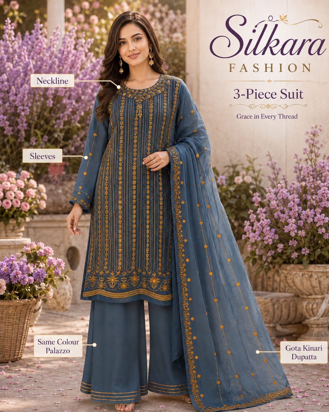 Chiffon Georgette Zari 3-Piece Suit