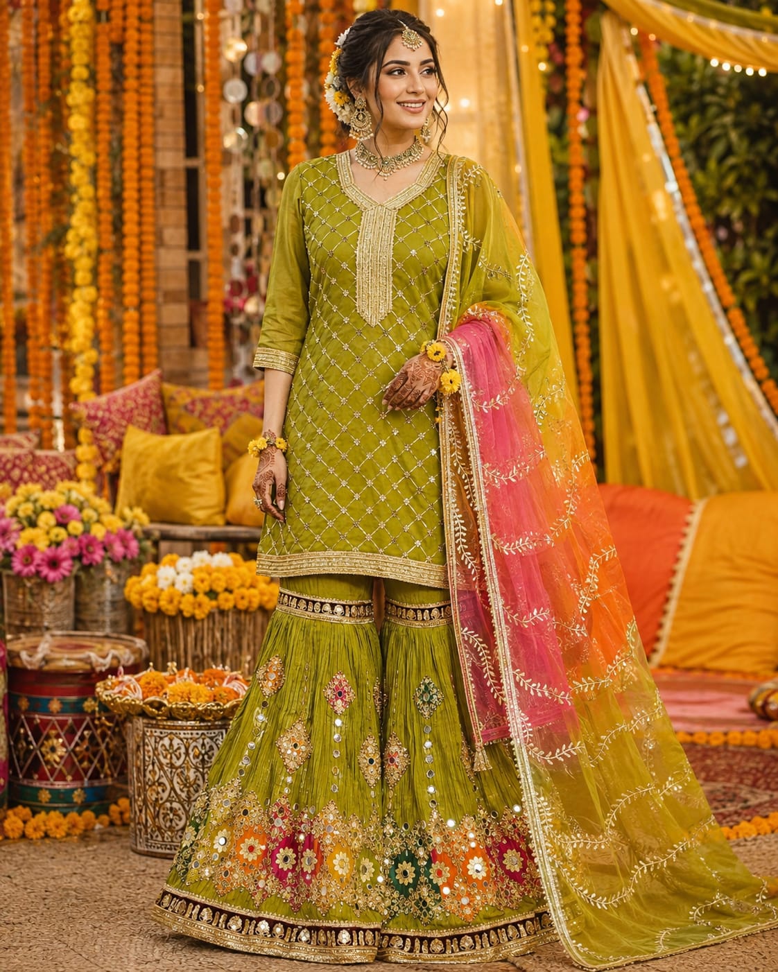 Festive Mayun & Mehndi Gharara Suit