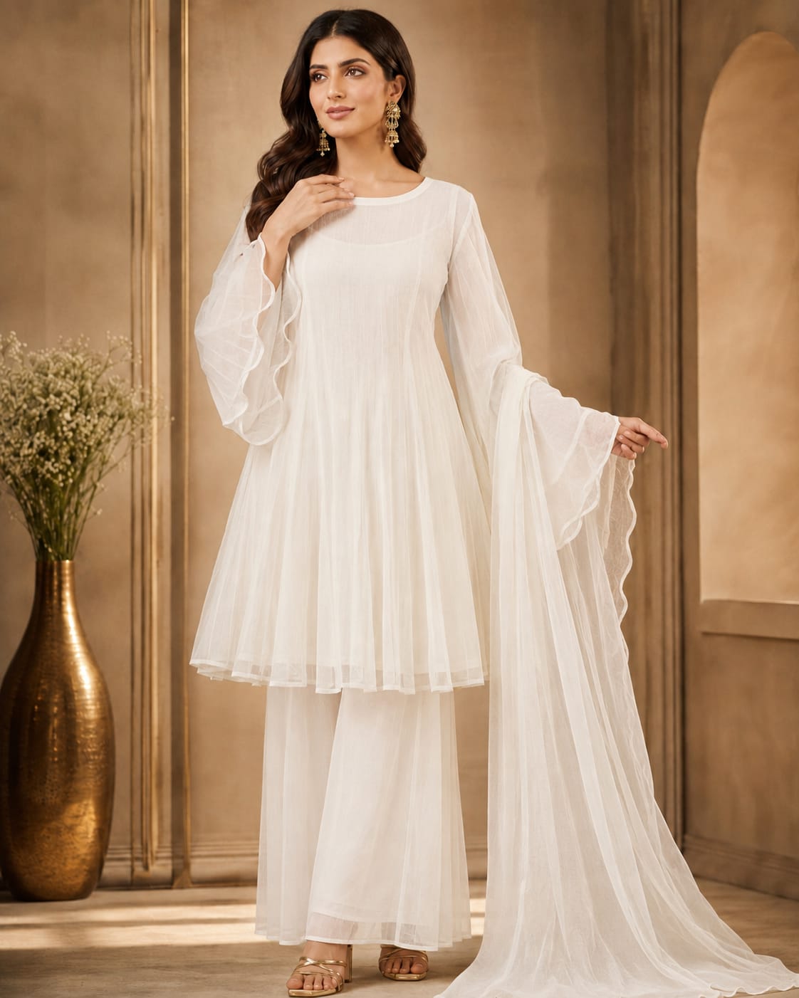 Ethereal Net Frock & Palazzo Set