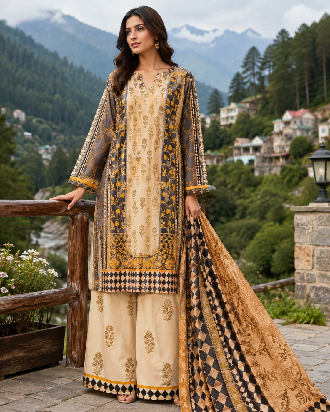 Shamooz Silk Long Kurta & Trouser Suit