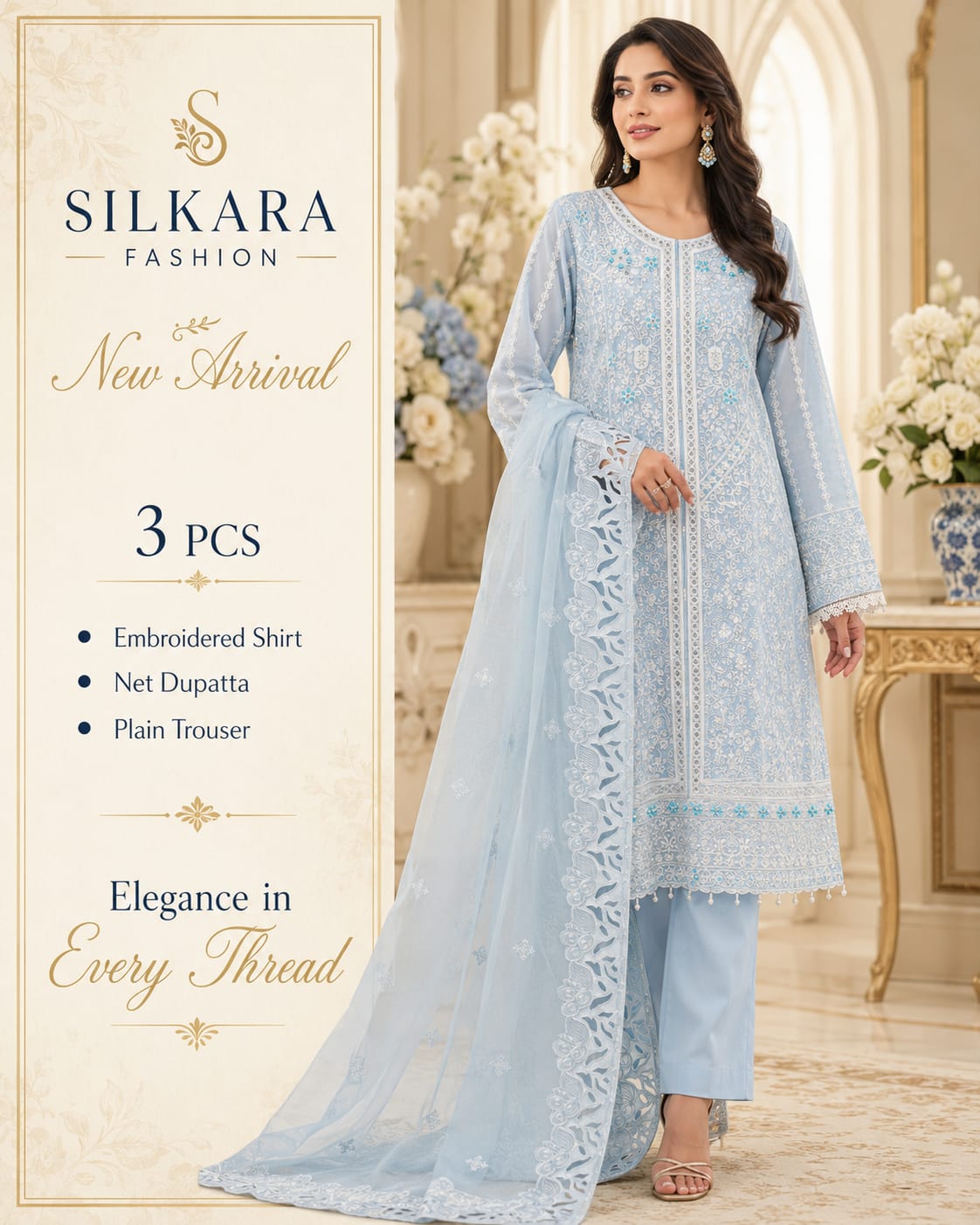 Pastel Cotton Net Day & Party Wear Suit