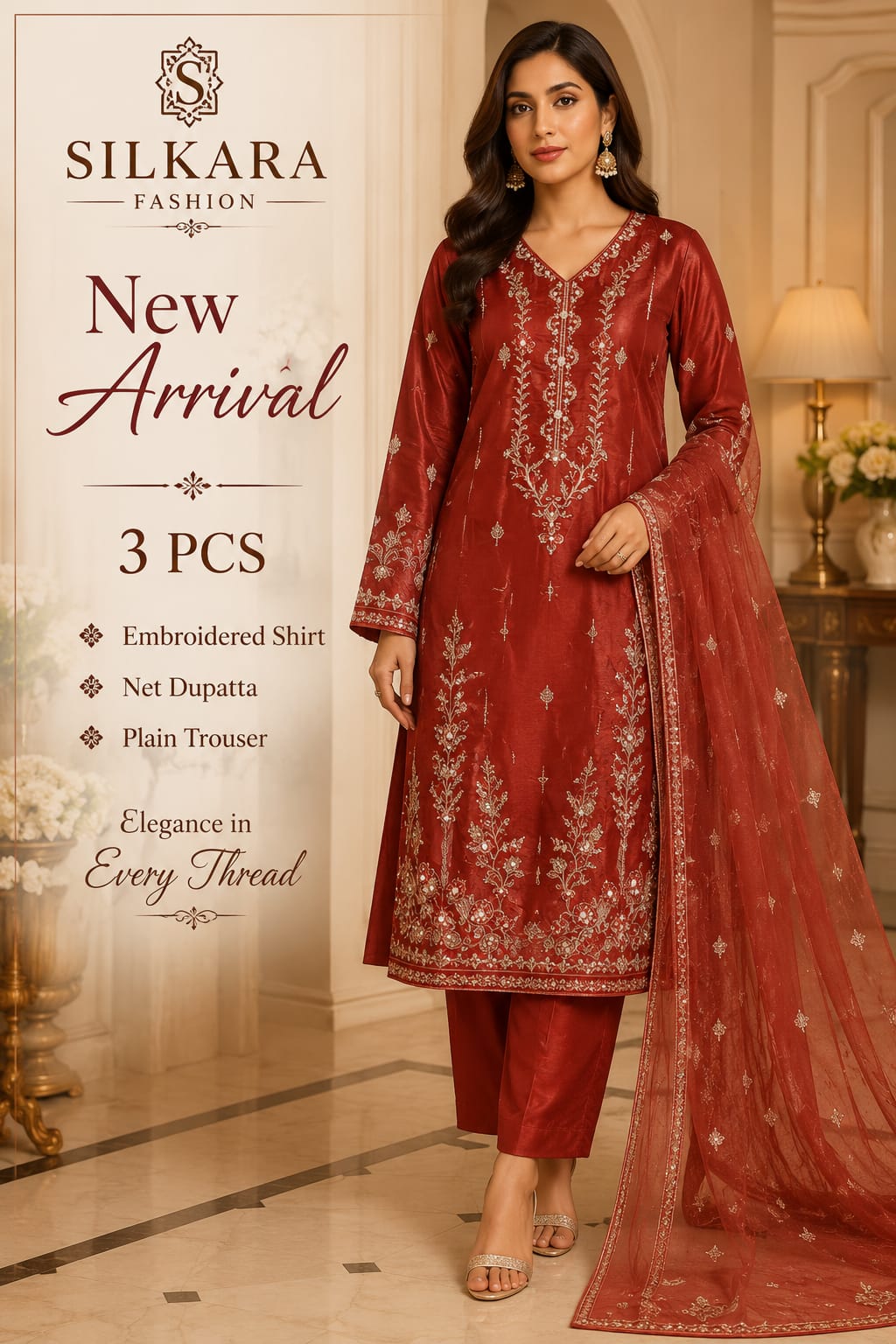 Shisha Silk Embroidered Soirée Suit