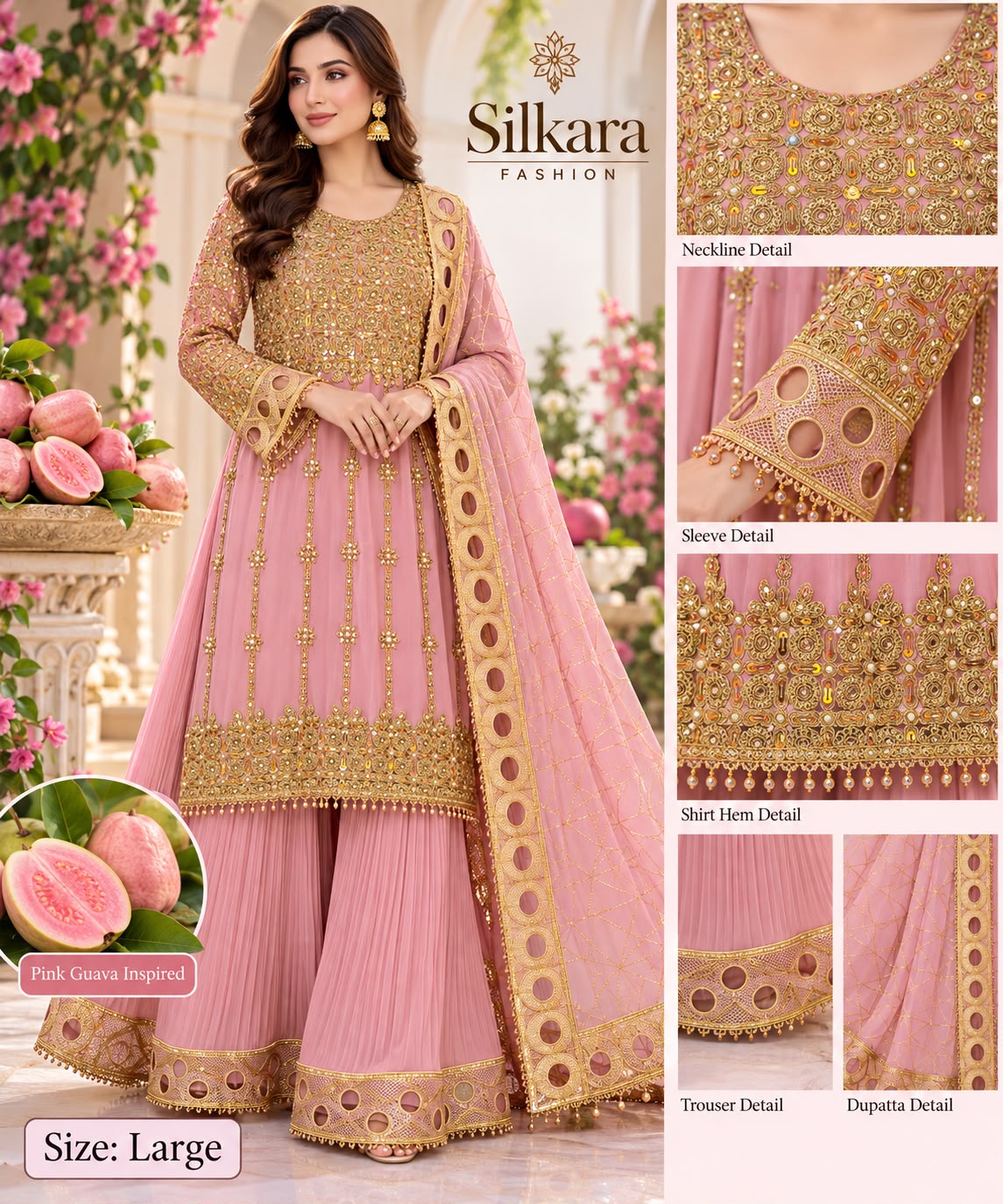 Blush Rose Palazzo Suit with Zari Work