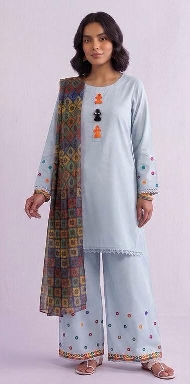 Contemporary Palazzo with Multicolor Chunri Dupatta