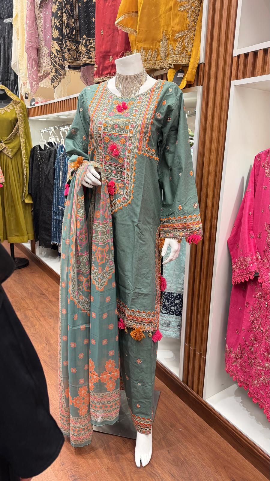Signature Embroidered 3-Piece Festive Ensemble