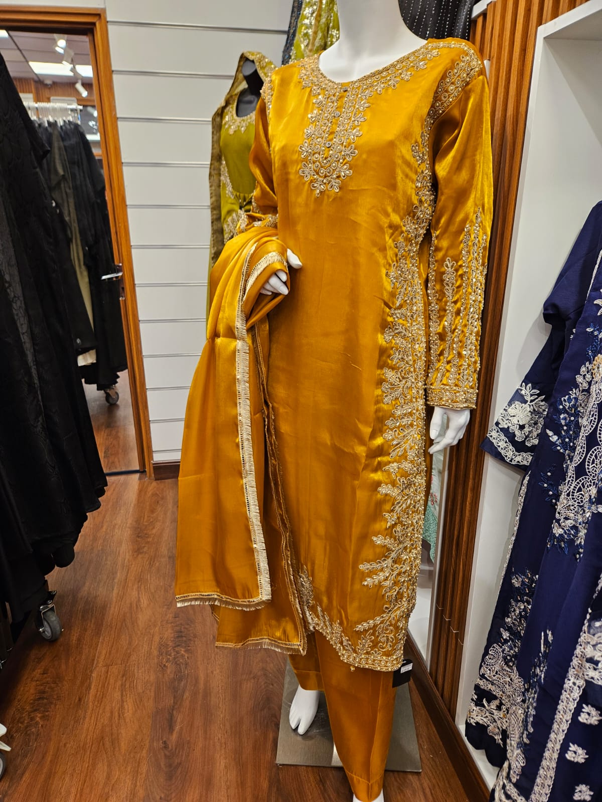 Lustrous Shisha Silk Heavy Embroidered 3-Piece Suit