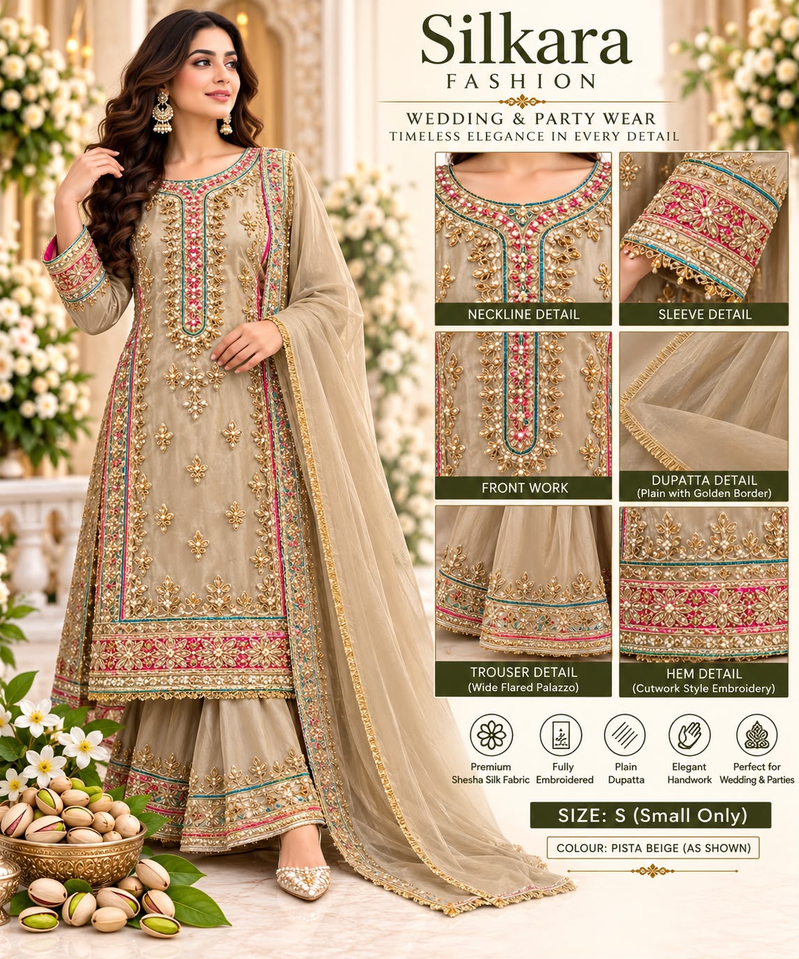 ✨ Premium Embroidered Shisha Silk 3-Piece Suit (الصورة 2)