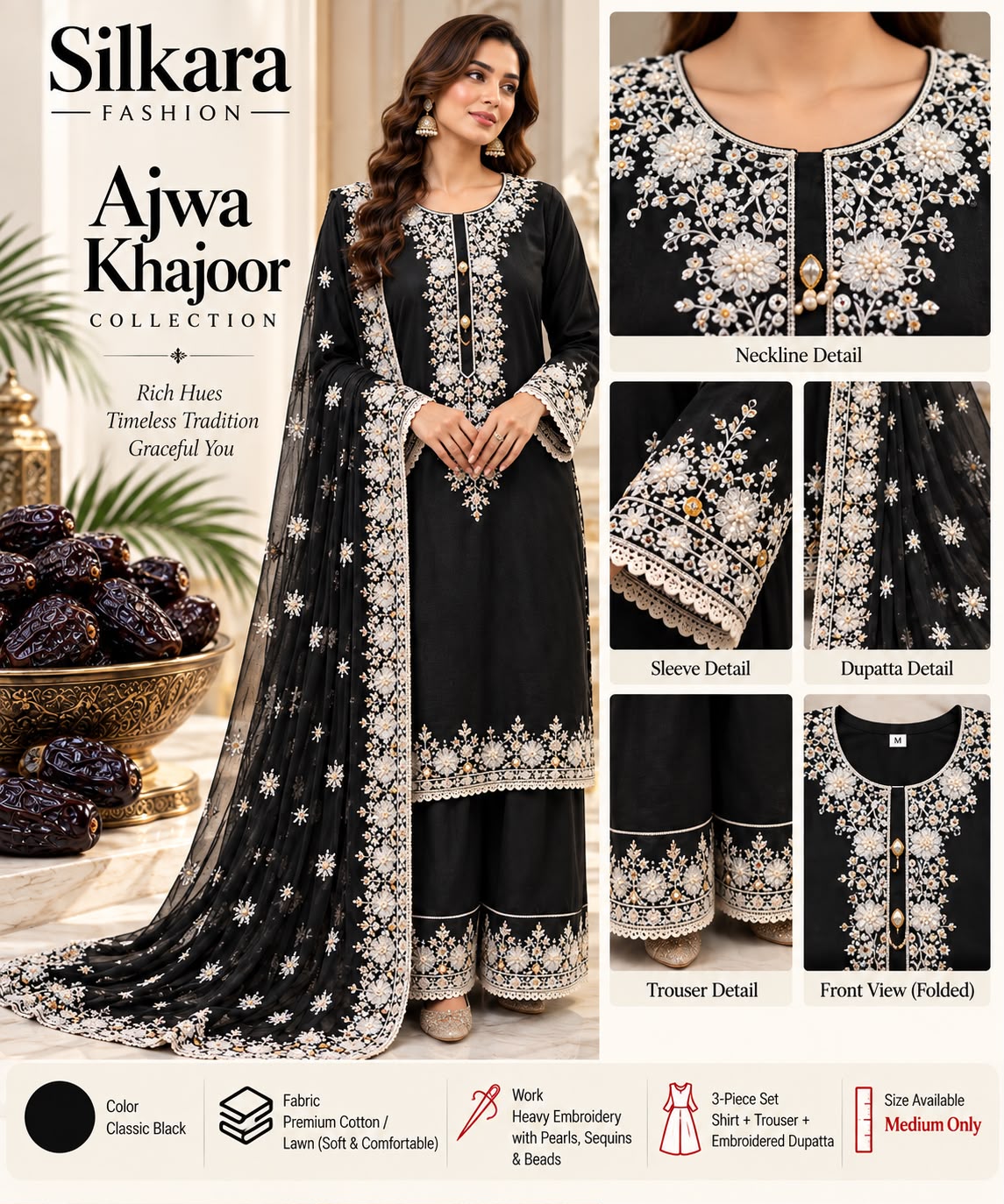 ✨ Elegant Embroidered 3-Piece Shisha Cotton silk suit (photo 6)